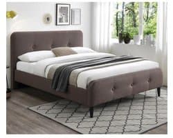 Gestoffeerd bed Vida | 140 x 200 cm | Taupe - Poldimar - Tweepersoons gestoffeerd bed - Taupe - Stof Tweepersoons Normaal bed