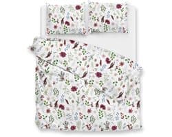 Zohome Celeste Dekbedovertrek - Wit - Lits-jumeaux - Dekbedhoes van 100% Katoen-Flanel - Bladeren - 260x220 + 2 slopen 60/70 cm - AW25