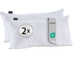 Komfortec Hoofdkussen 40x80 cm (2 stuks set), Hotelkwaliteit Slaapkussen, Hoofdkussen Slaapkamer, Wasbaar, Ergonomisch, Gewatteerd, met ritssluiting (Wit)