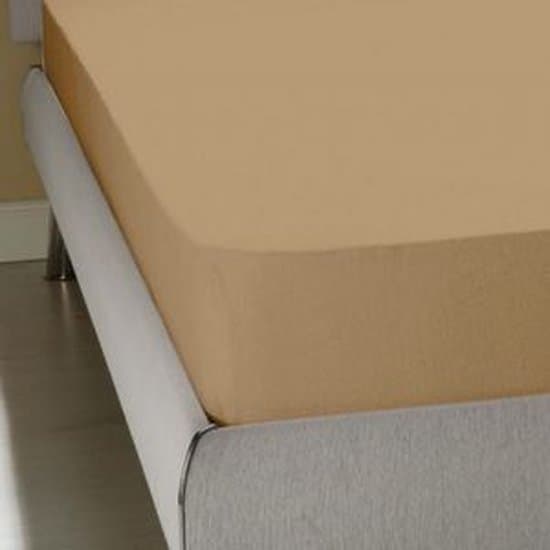 Homee Hoeslaken Jersey stretch camel 120x200/220 +30 cm twijfelaar bed 100% katoen‎