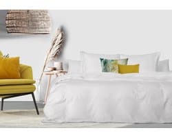 Dekbedovertrek - 200x200/220 - Uni Percal katoen - Met Bies - wit