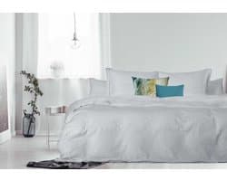Dekbedovertrek - 200x200/220 - Uni Percal katoen - Met Bies - zilver