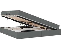 vidaXL - Opbergbed - met - matras - Donkergrijs - 200 - x - 200 - cm - Polyester