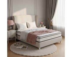 Matras 140x200 cm - ADFBL - Hybride Pocketveringmatras 25 cm Dik - 9-Zone Ergonomisch - Medium-Stevig H3 - Ademend met 3D-Mesh - Stil - Oprolbaar