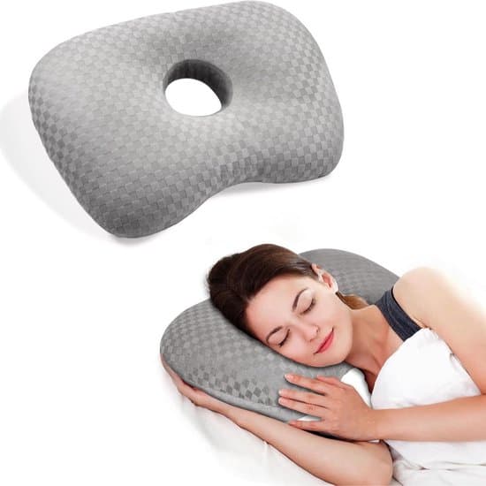 Zijligkussen - Kussen - slaapkussen - zijlig kussen volwassenen - Kussen met geperforeerde oren - PP-katoen - Grijs