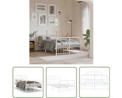 vidaXL Bed Frame 120x190 - Metalen Bed Frame - Bedframe met hoofd- en voeteneinde metaal wit 120 x 190 cm - Staal Bed Frame - Wit Bed Frame - Bed Frame Met Hoofdeinde