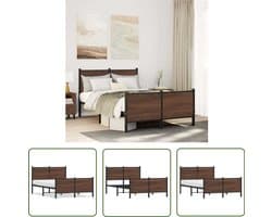 vidaXL Bed Frame 120x200 - Metalen Bed Frame - Bedframe zonder matras metaal bruin eikenkleurig 120x200 cm - Houten Bed Frame - Bruine Bed Frame - Staal Bed Frame