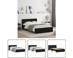 vidaXL Houten Bed Frame - Slaapcomfort - Bedframe met hoofdeinde zwart 120x190 cm - Zwarte Bedbank - Tweepersoons Bed - King Size Bed