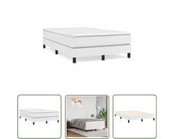 vidaXL Boxspringbed - Boxspring - Boxspring met matras kunstleer wit 120x190 cm - Kunstleder Bed - Witte Boxspring - Slaapcomfort