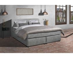 Anno 1588 - Boxspring Amsterdam - Pocketvering - Grijs - 140x200 cm - Inclusief Dekbed en Kussens
