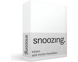 Snoozing - Katoen - Split - Molton - Hoeslaken - Tweepersoons - 140x200 cm - Wit