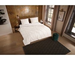 Pure dekbedovertrek luxe stiksel plooien - 2 persoons 200x200/220 cm - Zand - Microvezel