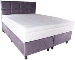 Lion Velvet - Boxspring 160x200 Velvet Grijs Enkel Matras Incl. topper