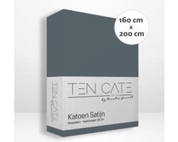 Ten Cate Hoeslaken - Hoeslaken 160x200 - Katoensatijn - Hoeslakens - Geschikt voor boxspring en matras - Hoekhoogte 35cm - Elastiek Rondom - Strijkvrij - Donkerblauw