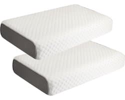 2 STUKS - Orthomedisch Hoofdkussen - Ergonomisch voor Nek- en Rugklachten - Memory Foam - Traagschuim - Contour - 40x60 cm - Wit