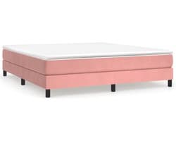 vidaXL - Boxspring - met - matras - fluweel - roze - 180x200 - cm