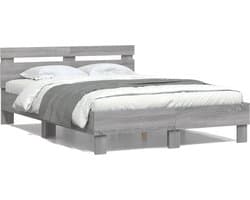 vidaXL - Bedframe - met - hoofdeinde - grijs - sonoma - eiken - 120x190 - cm
