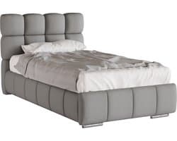 GEPOLSTERD BED Bliss 100 x 200 cm met opbergruimte, lattenbodem en Pocketveringmatras H3 (19 cm hoog)