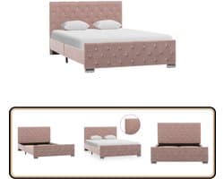 vidaXL - Bedframe - fluweel - roze - 120x200 - cm