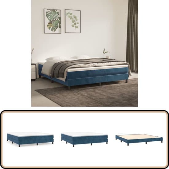 vidaXL - Boxspring - bed - 180x200 - cm - fluweel - donkerblauw