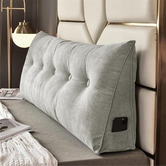 Wigkussen - Leeskussen rugsteun - Comfortabel lezen - Ergonomisch ontwerp - 80 x 50 x 20 cm - Lichtgrijs