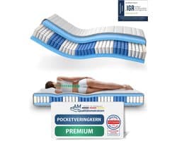 AM Qualitätsmatratzen - Hoogwaardig 7-Zone Pocketveringmatras 200x220 cm (H3) - 24 cm - Gemiddeld - Pocketvering Matras 200 x 220 - TENCEL Lyocell tijk - ergonomisch matras