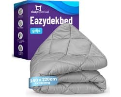 Slaapspeciaal eazydekbed 240x220 cm - Licht Grijs - Dekbed Zonder Overtrek – Gekleurd Dekbed – Hoesloos Dekbed - Extra Lang - Luxe Gelvezels - Anti-Allergisch & Perfect Voor Elk Seizoen - Lits Jumeaux Dekbed