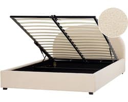 BELIANI VAUCLUSE - Bed met opbergruimte - Beige - 140 x 200 cm - Polyester