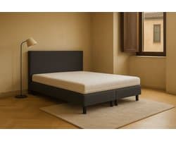 Boxspring Vendita vlak 180x200 cm Luxe Pocketvering Stof antraciet Gratis 2x Hoofdkussens