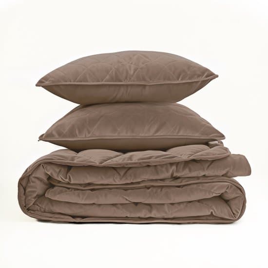 Sleeptime 2 in 1 Velvet Dekbed zonder Overtrek Dekbed - Dekbed inclusief slopen - 140 x 200 - Taupe/Bruin