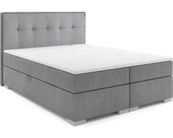 Meuba Home - Antwerp Boxspring - Grijs - 200x200 - Stof - Met topper 8cm