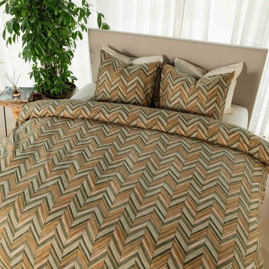 Kayori Dai Dekbedovertrek Katoen - 200x200-220 + 2 slopen - Tweepersoons - Uniek Dessin - Groen