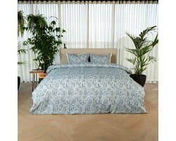Kayori Ana Dekbedovertrek Katoen - 200x200-220 + 2 slopen - Tweepersoons - Uniek Dessin - Blauw