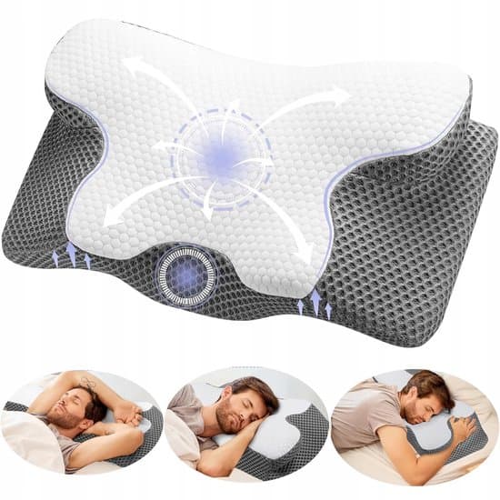 Ergonomische Neksteun Kussen - Comfortabel Slapen, Grijs/Wit