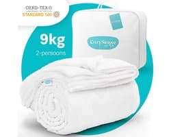 CozySense® Verzwaringsdeken 9 kg - 2-persoons - Weighted Blanket - Zwaartedeken met GLASS-Flow® Drukverdeling - Inclusief Wasbare Hoes - 200x200 cm - Wit