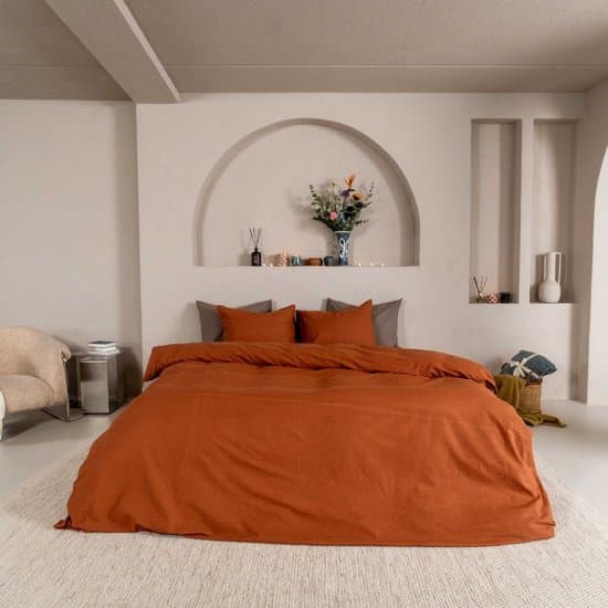 Kayori Kai Dekbedovertrek Katoen - 260x200-220 + 2 slopen - Lits-jumeaux - Biologisch Katoen - Caramel