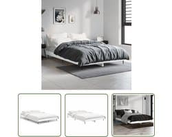 vidaXL Wit Bed Frame - Houten Bed Frame - Bedframe bewerkt hout wit 120x190 cm - Tweepersoons Bed Frame - Bed Frame 120x190 - Houten Bed