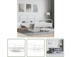 vidaXL Metalen Bedframe - Klassieke Bedframe - Bedframe met hoofd- en voeteneinde metaal wit 120x200 cm - Staal Bedframe - Bedframe Met Opbergruimte - Boxspring Bed