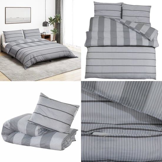 vidaXL Dekbedovertrekset 200x200 cm katoen grijs - Dekbed - Dekbedden - Dekbedovertrek - Overtrek