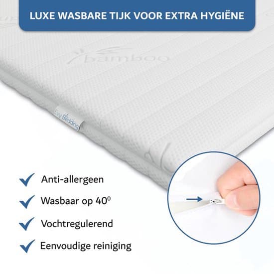 Evy Bedding® - Topper 200x200 - Topmatras - Topdekmatras - circa 8/9 cm - HR Koudschuim - Afritsbaar en wasbaar - Matrastopper