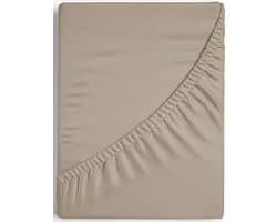Dreamers Den - Premium Jersey Elestaan - Biologisch Katoen - Hoeslaken - Taupe - 120x200 cm - 35 cm hoekhoogte