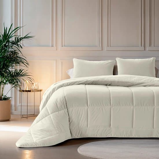 Zavelo Easy All-in-one-Dekbed Velvet Creme - Lits-Jumeaux (240x200 cm) - Lazy Dekbed zonder overtrek - Wasbaar Dekbed - Zomerdekbed & Winterdekbed