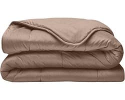 Superzachte deken zonder hoes, luxe fluweelachtige stof, taupebruin, 200 x 200 cm, geschikt voor wasmachine en droogtrommel