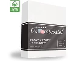 Droomtextiel Zacht Katoenen Hoeslaken Wit - 140x200 cm - Hoge Hoek - Perfecte Pasvorm - Heerlijk Zacht