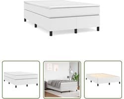 vidaXL Slaapkamerinrichting - Boxspringbed - Boxspring met matras kunstleer wit 120x190 cm - Kunstleder Bed - Wit Bed - Tweepersoonsbed