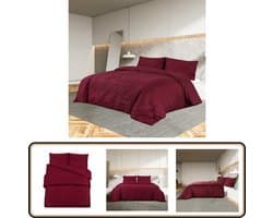 vidaXL Dekbedovertrekset - 240x220 cm - Bordeauxrood Dekbedovertrek - Katoen Dekbedovertrek - Bordeaux Dekbedovertrek - Tweepersoons Dekbedovertrek - Luxe Dekbedovertrek