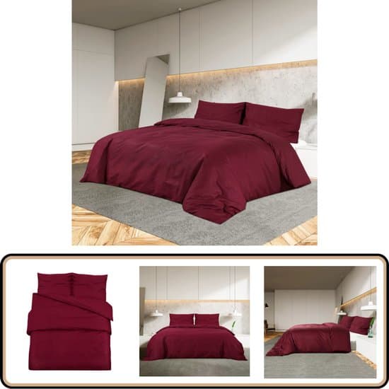 vidaXL Dekbedovertrekset - 240x220 cm - Bordeauxrood Dekbedovertrek - Katoen Dekbedovertrek - Bordeaux Dekbedovertrek - Tweepersoons Dekbedovertrek - Luxe Dekbedovertrek