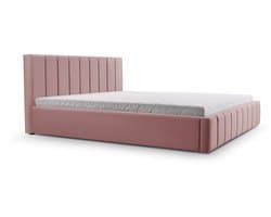 Bed 01 - Gestoffeerd bed met Fluweel Beklede Tweepersoonsbed - 140x200 cm - Elegant en Comfortabel - Donkerroze (TRINITY 23)