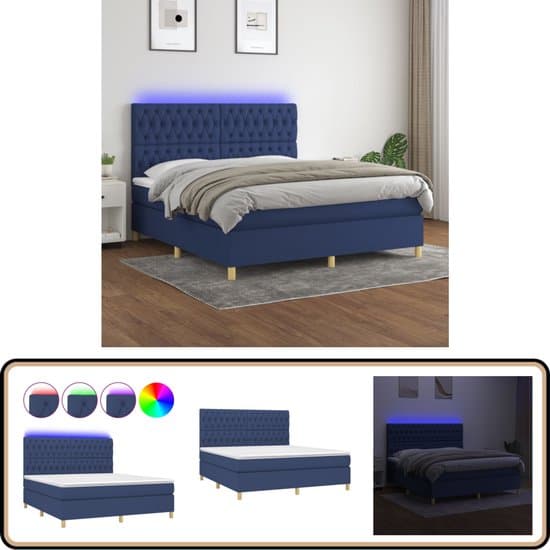 vidaXL Boxspring - Inclusief Matras en LED - 180x200 cm Boxspring - Led Bed - Slaapcomfort - Hoofdboard - Pocketed Spring Mattress