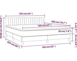 vidaXL - Boxspring - met - matras - fluweel - zwart - 160x200 - cm